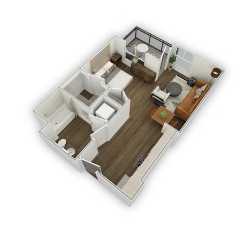 Floor plan for studio, 1 bath, 512 sqft